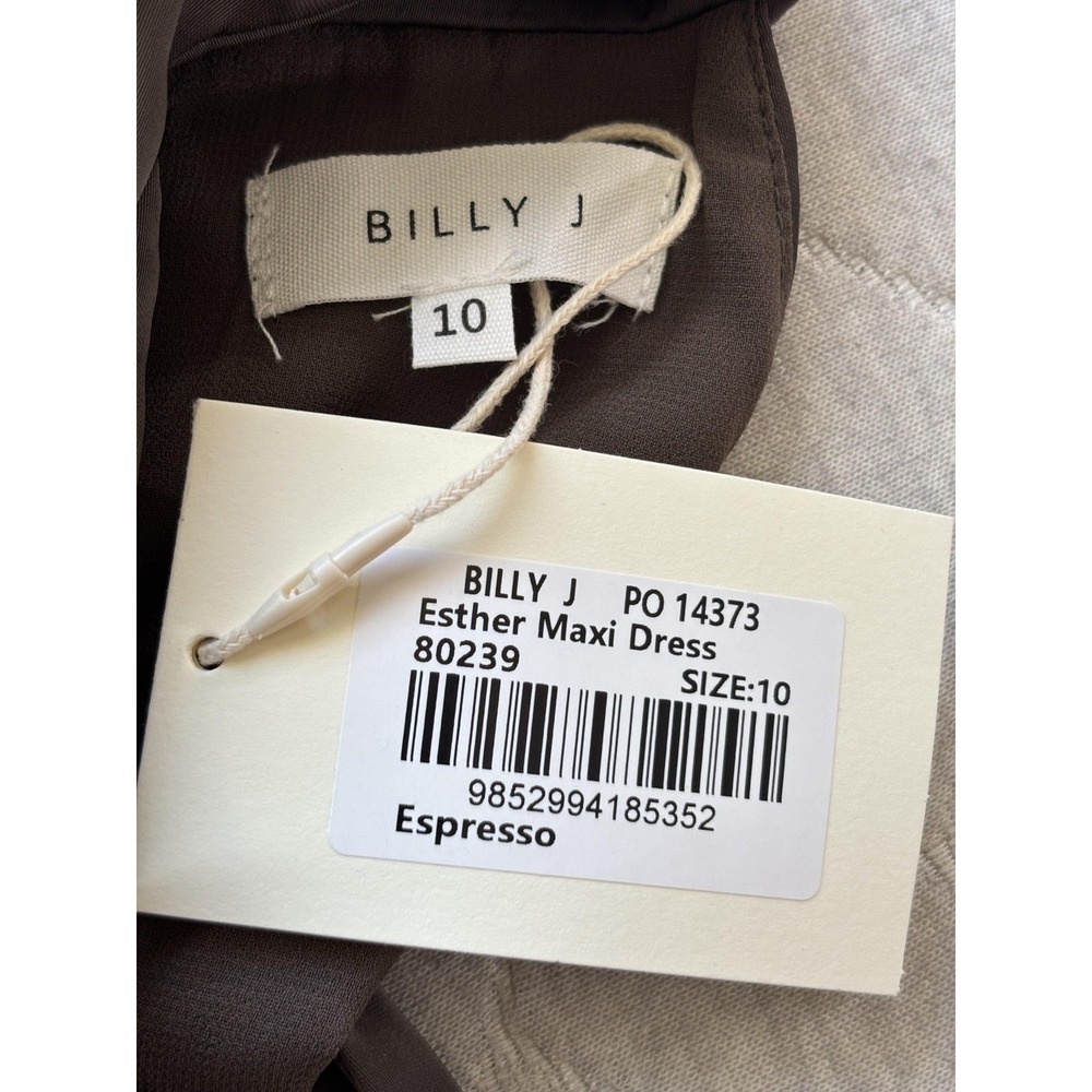 Billy J Esther Maxi Dress Womens 10 Brown Satin Halter Wedding Formal Evening - Picture 4 of 7